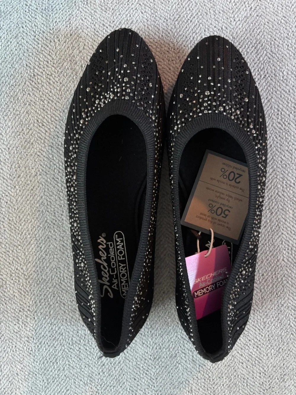 Skechers black flats, size 8.5